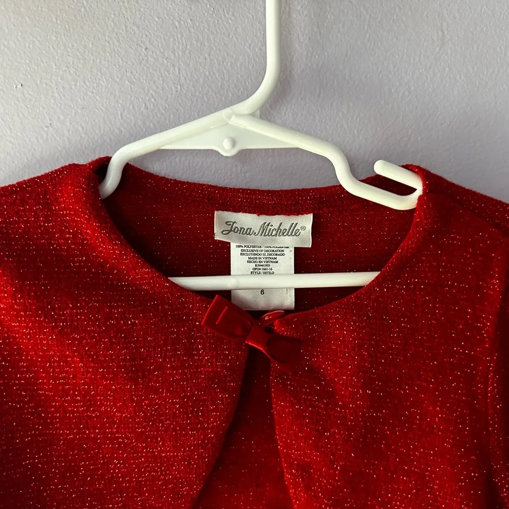 NWT Jona Michelle Red Sparkle Cardigan Size 6 - Picture 2 of 8